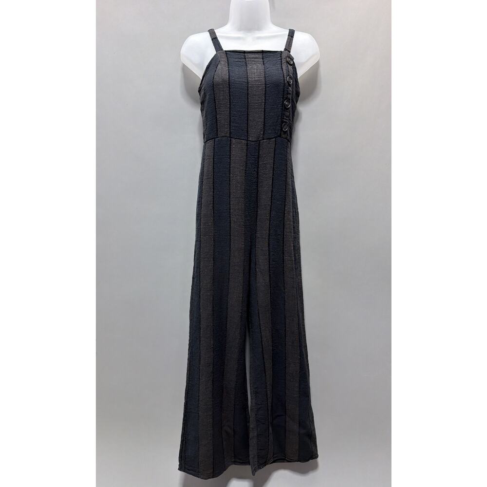 Urban Romantics Jumpsuit Romper Womens M Striped Linen Blend Wide Leg Sleeveless